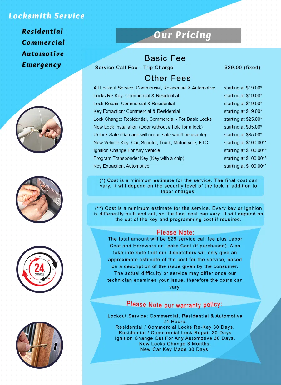 Miami Local Lock And Locksmith Miami, FL 305-744-5303 - price-list